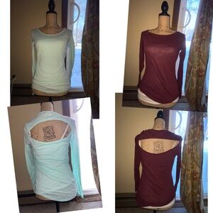 2 Victoria’s Secret Pink Open Back Long Sleeve Tops Small